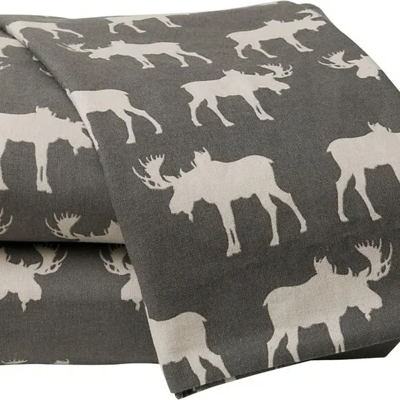 NEW in package La Rochelle Collection Queen Moose flannel sheet set - Picture 1 of 7